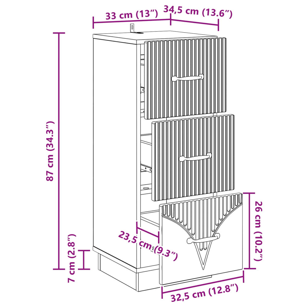 Produktbild för Lådans skåp Vit 33 x 34,5 x 87 cm Konstruerat trä