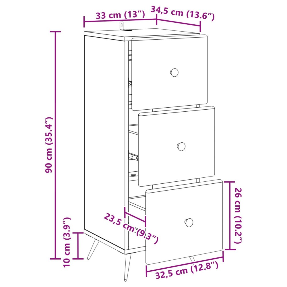 Produktbild för Lådans skåp Vit 33 x 34,5 x 90 cm Konstruerat trä