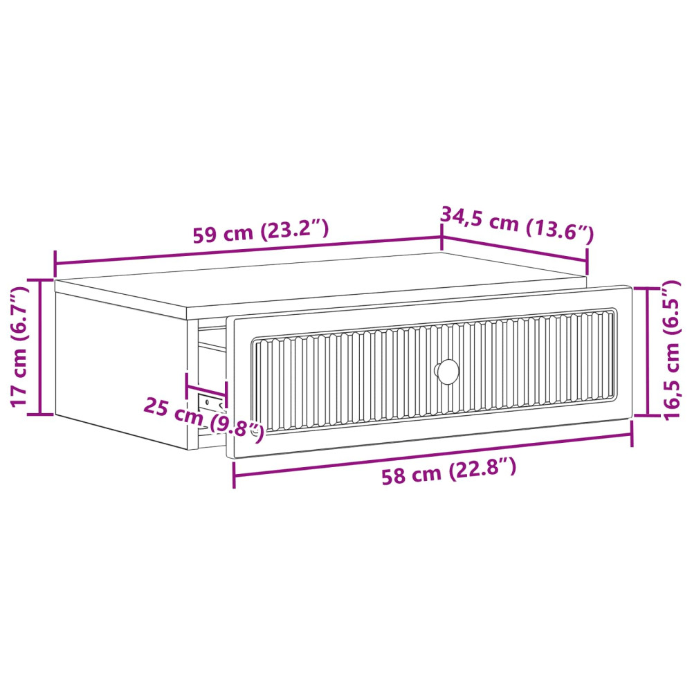 Produktbild för Väggmonterad sidobord Vit 59 x 34,5 x 17 cm Konstruerat trä