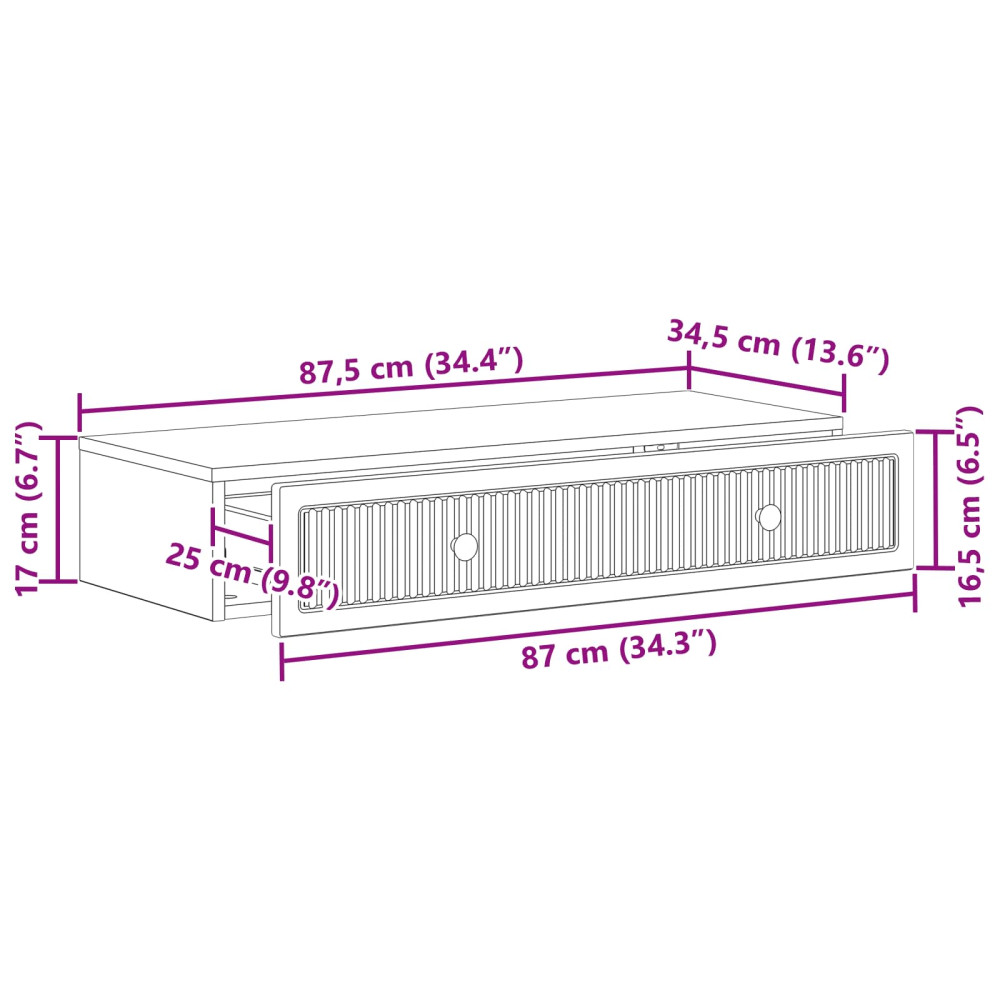 Produktbild för Väggmonterad sidobord Vit 87,5 x 34,5 x 17 cm Konstruerat trä