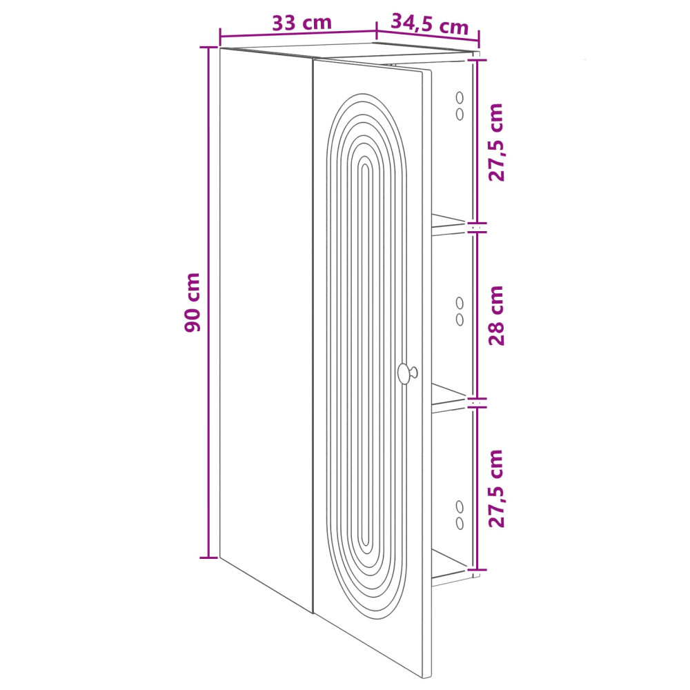 Produktbild för Väggmonterat skåp Vit 33 x 34,5 x 90 cm Konstruerat trä