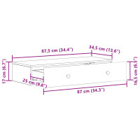 Produktbild för Väggmonterad sidobord Vit 87,5 x 34,5 x 17 cm Konstruerat trä