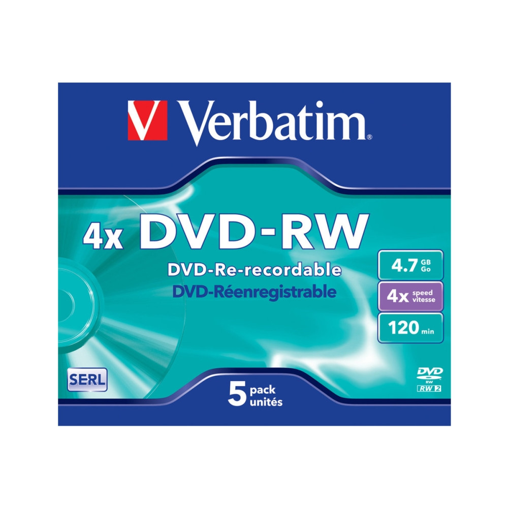 Produktbild för Verbatim DataLifePlus - DVD-RW x 5 - 4.7 GB - lagringsmedier