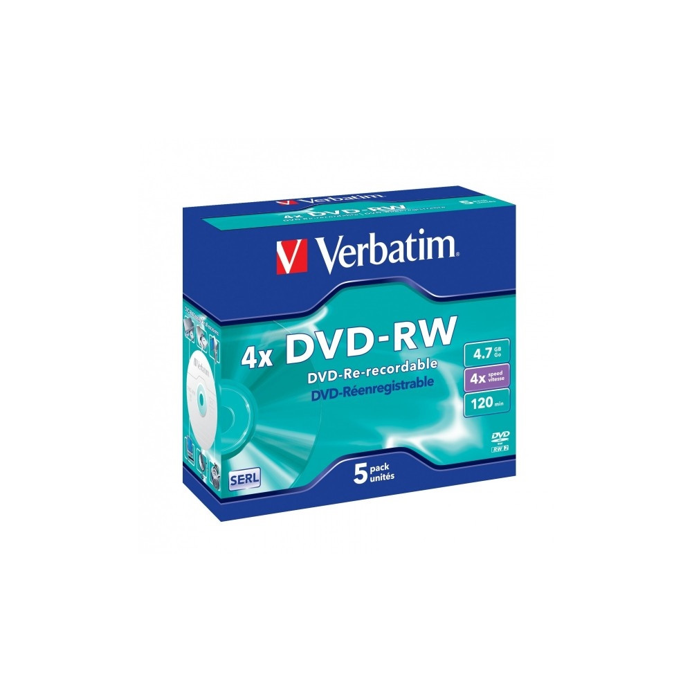 Produktbild för Verbatim DataLifePlus - DVD-RW x 5 - 4.7 GB - lagringsmedier
