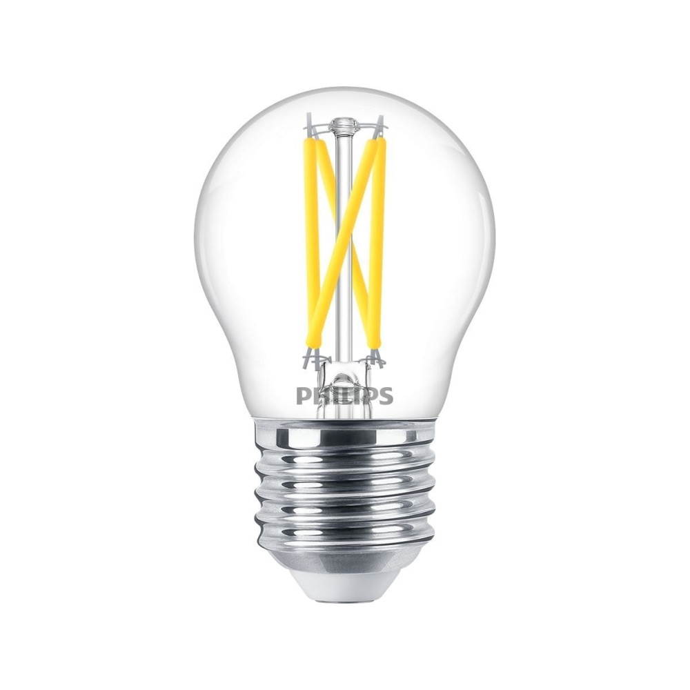 Produktbild för Philips - LED-glödlampa med filament - form: P45 - klar finish - E27 - 1.8 W - varmt vitt ljus - 2200-2700 K