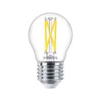 Produktbild för Philips - LED-glödlampa med filament - form: P45 - klar finish - E27 - 1.8 W - varmt vitt ljus - 2200-2700 K