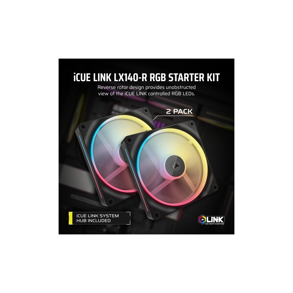 Produktbild för CORSAIR iCUE Link LX140-R RGB - lådfläkt - omkastat blad
