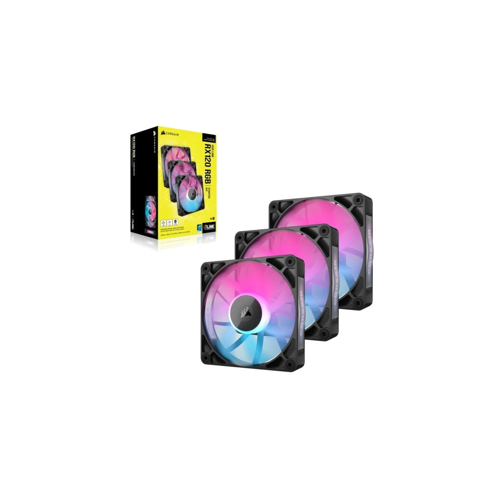 Produktbild för CORSAIR iCUE Link RX120 RGB Triple Starter Kit - lådfläkt