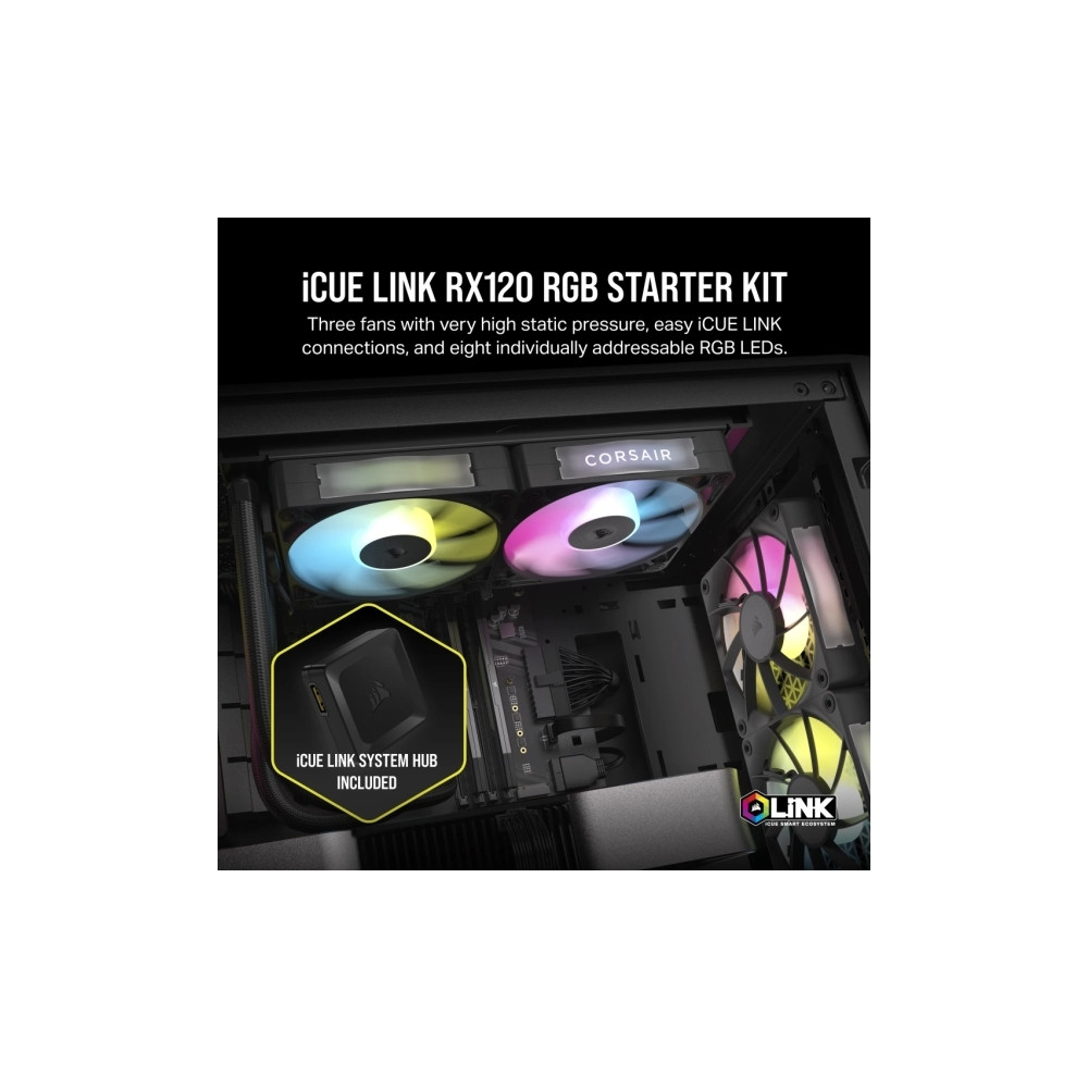 Produktbild för CORSAIR iCUE Link RX120 RGB Triple Starter Kit - lådfläkt