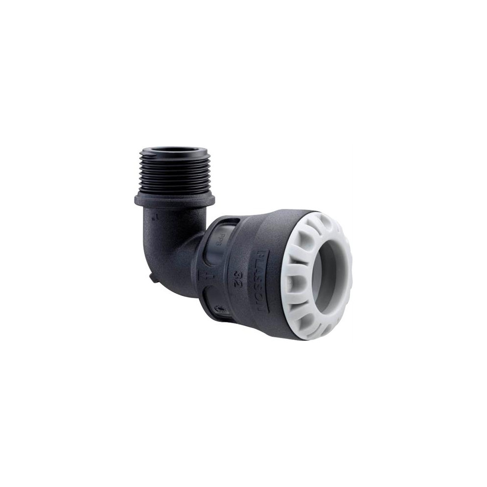 Produktbild för PLASTLINE Push-In 90° vinkel 32 mm x 3/4" nippl för dragfast...