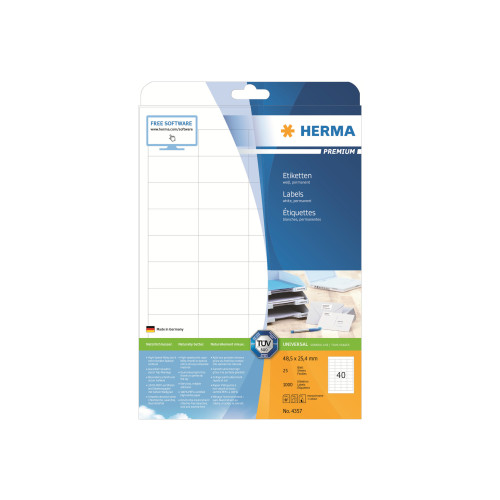 HERMA HERMA Premium - permanenta etiketter - 1000 etikett (er) - 48.5 x 25.4 mm