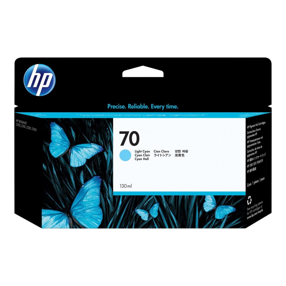 Produktbild för HP 70 - ljus cyan - original - DesignJet - bläckpatron