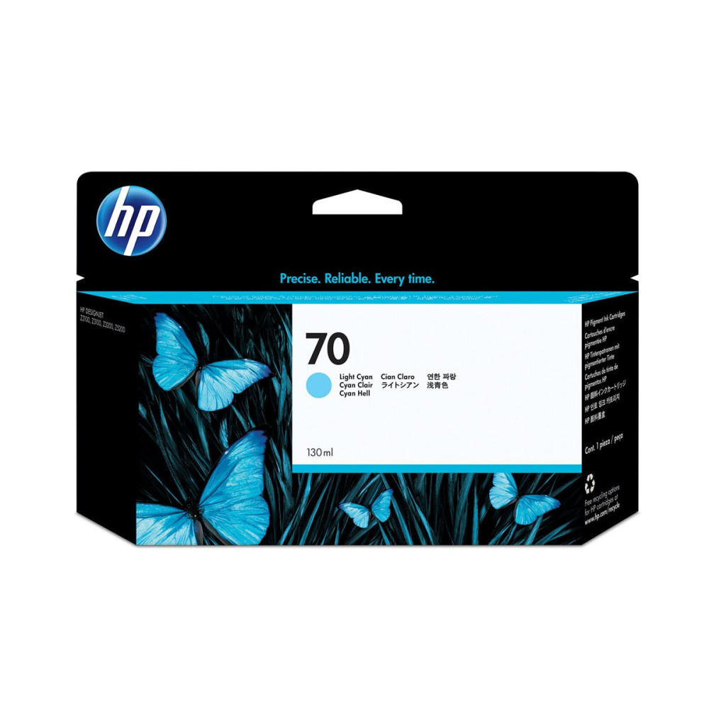 Produktbild för HP 70 - ljus cyan - original - DesignJet - bläckpatron