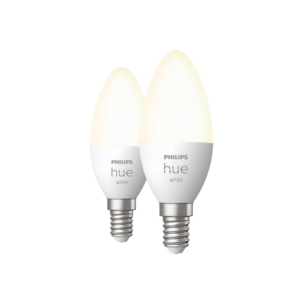 Produktbild för Philips Hue - LED-glödlampa - form: ljus - E14 - 5.5 W - varmt vitt ljus - 2700 K - vit (paket om 2)
