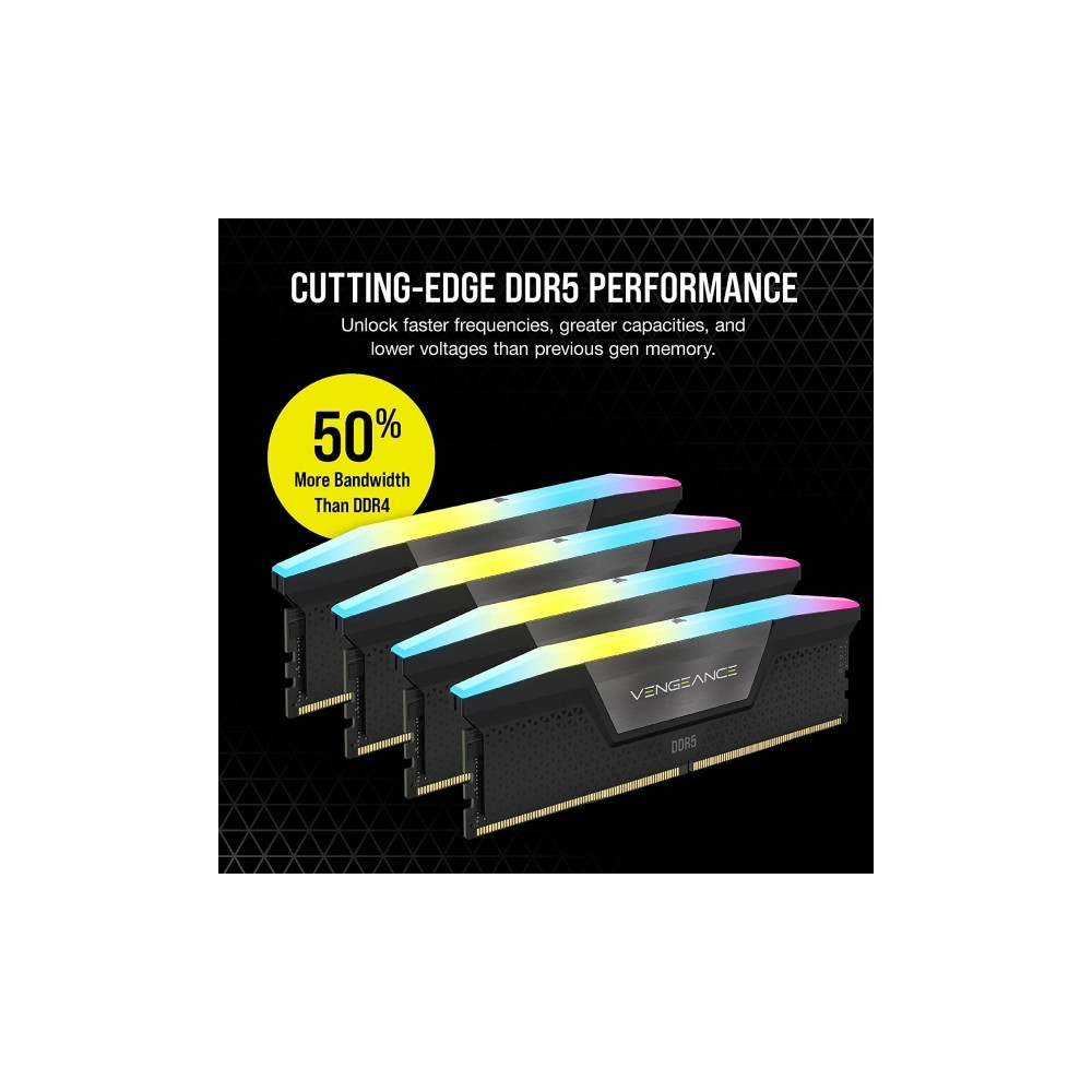 Produktbild för CORSAIR Vengeance RGB - DDR5 - sats - 64 GB: 4 x 16 GB - DIMM 288-pin - 6600 MHz / PC5-52800 - ej buffrad