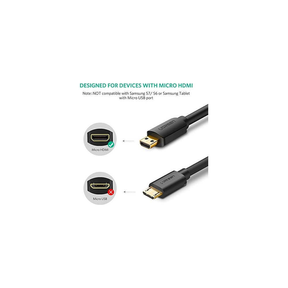 Produktbild för Ugreen 30104, 3 m, HDMI Typ D (micro), HDMI Typ A (standard)...