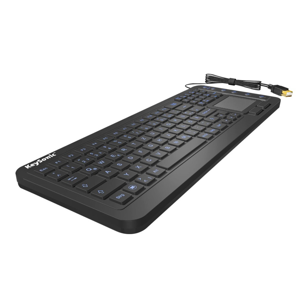 Produktbild för KeySonic KSK-6231INEL - tangentbord - med pekplatta - tysk - svart Inmatningsenhet