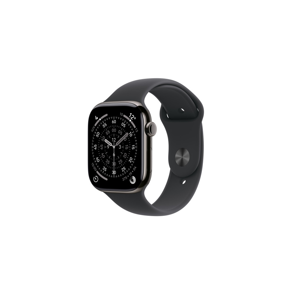 Produktbild för Apple Watch Series 11 (GPS + Cellular) - skiffer titan - smart klocka med sportband - svart - 64 GB
