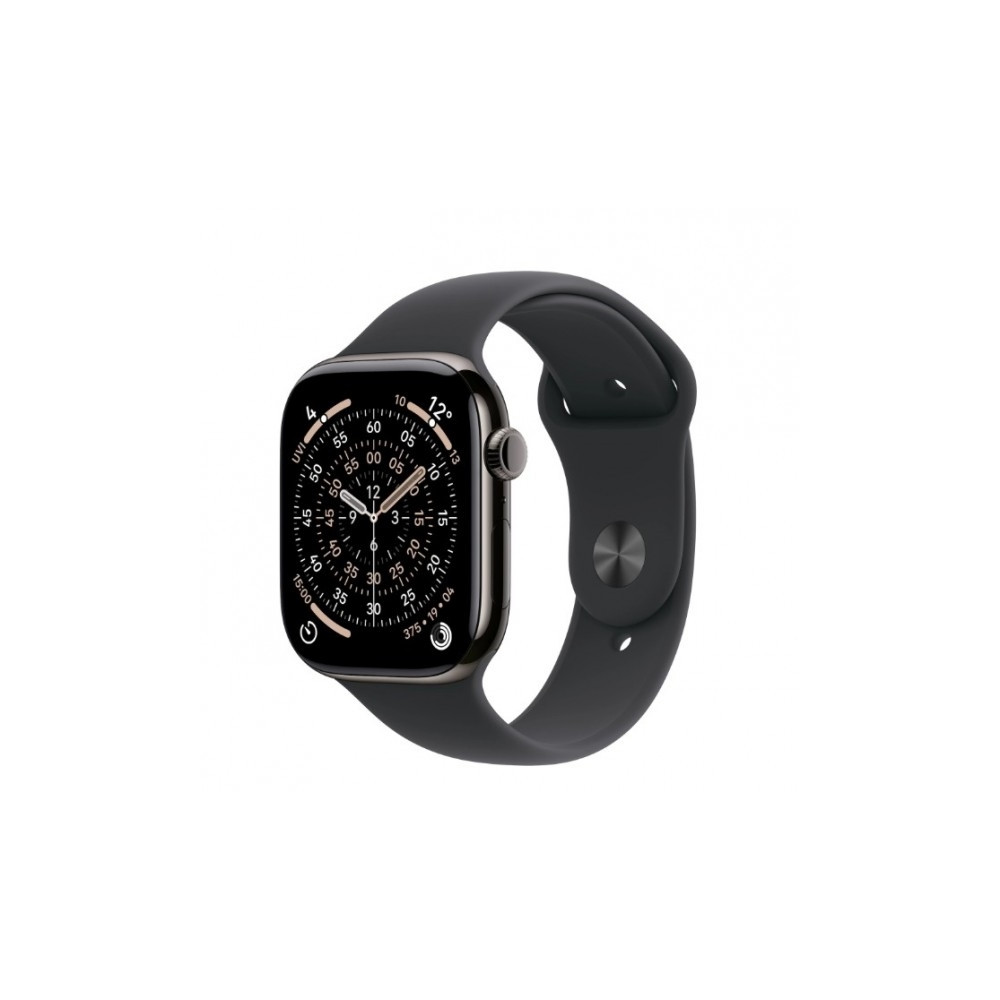 Produktbild för Apple Watch Series 11 (GPS + Cellular) - skiffer titan - smart klocka med sportband - svart - 64 GB
