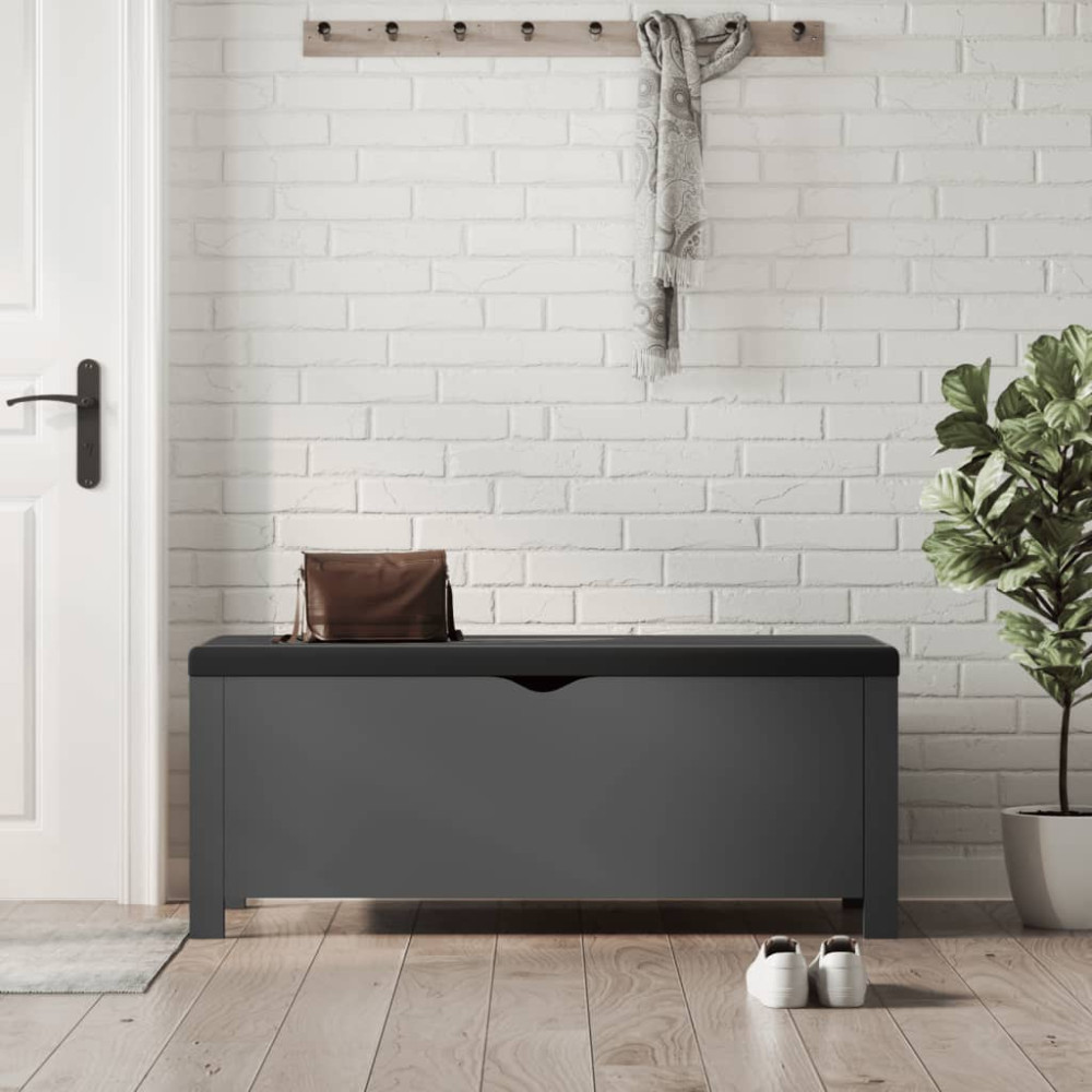 Produktbild för Förvaringslåda med kudde grå 105x40x45 cm