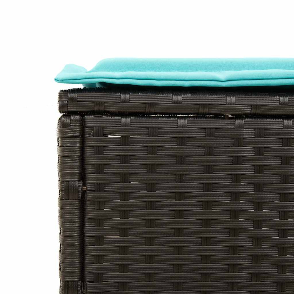 Produktbild för Solsäng med dyna svart polyrotting