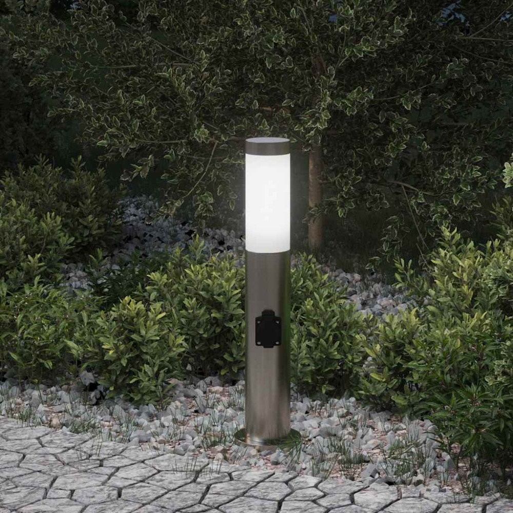 Produktbild för Pollare med uttag 50 cm rostfritt stål IP44
