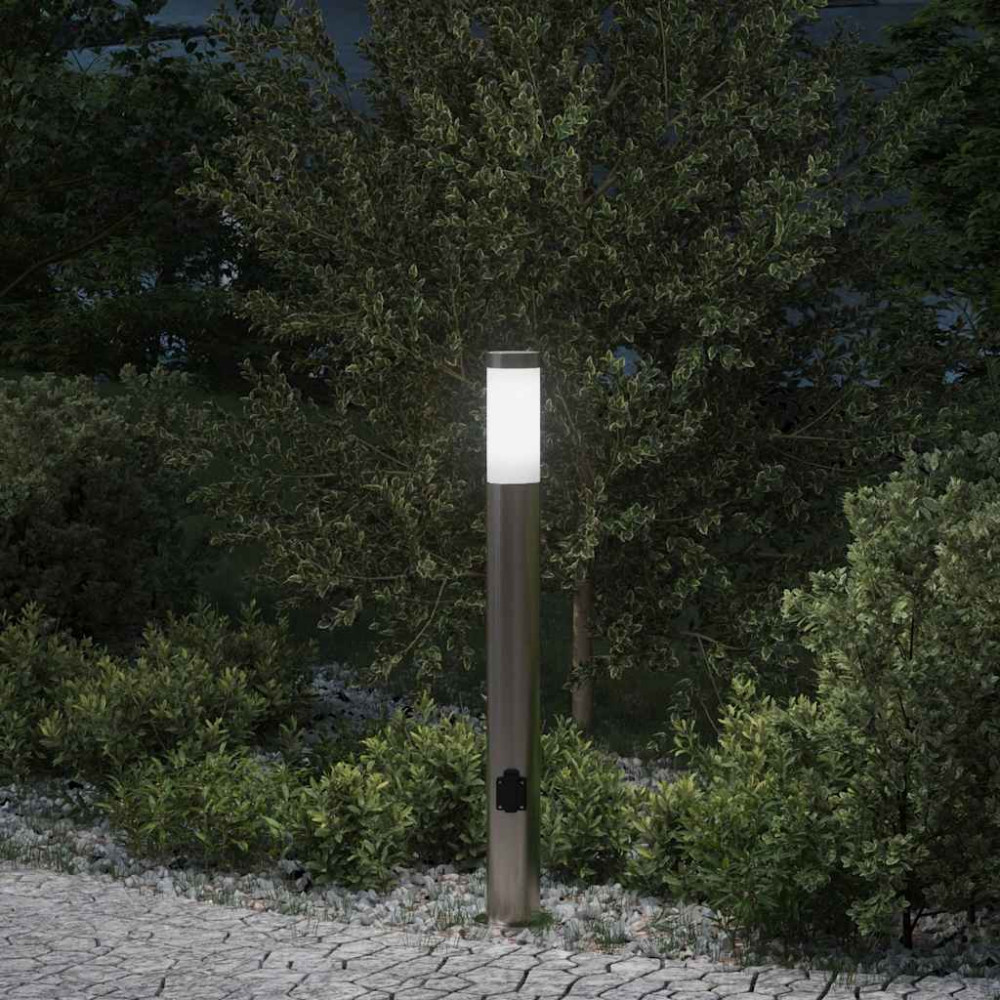 Produktbild för Pollare med uttag 80 cm rostfritt stål IP44