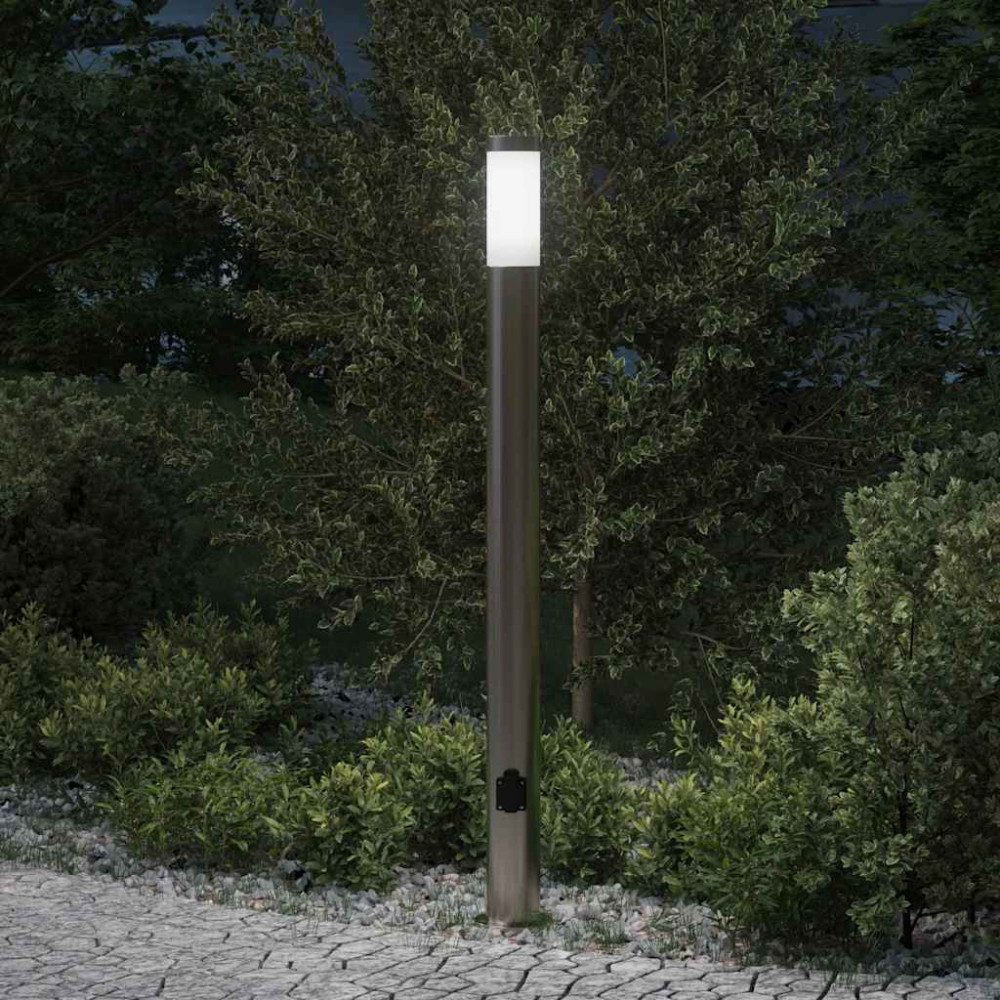 Produktbild för Pollare med uttag 110 cm rostfritt stål IP44