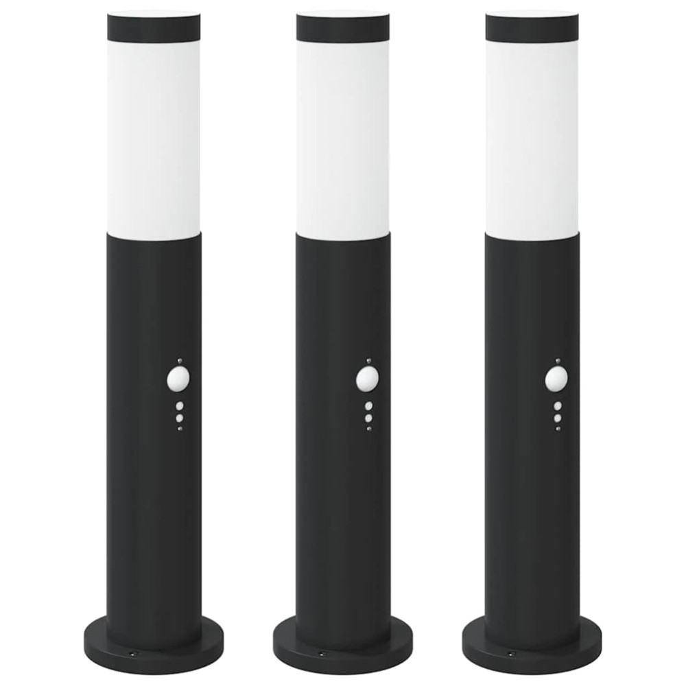 Produktbild för Pollare med sensor 3 st 50 cm rostfritt stål IP44