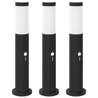 Produktbild för Pollare med sensor 3 st 50 cm rostfritt stål IP44