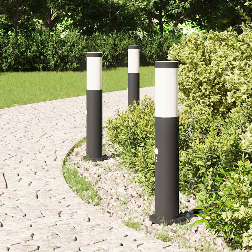 Produktbild för Pollare med sensor 3 st 50 cm rostfritt stål IP44