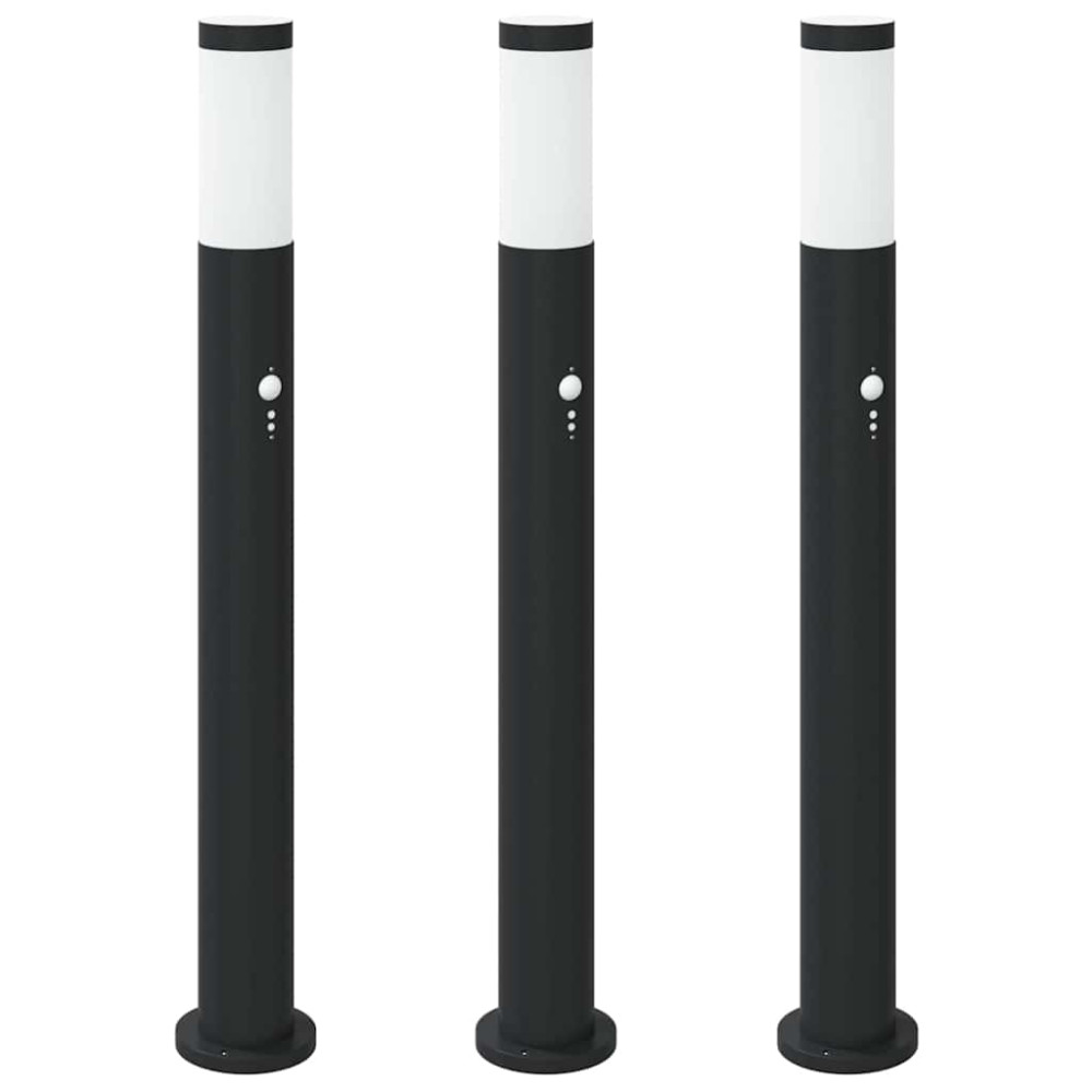 Produktbild för Pollare med sensor 3 st 80 cm rostfritt stål IP44