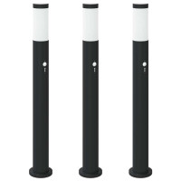 Produktbild för Pollare med sensor 3 st 80 cm rostfritt stål IP44