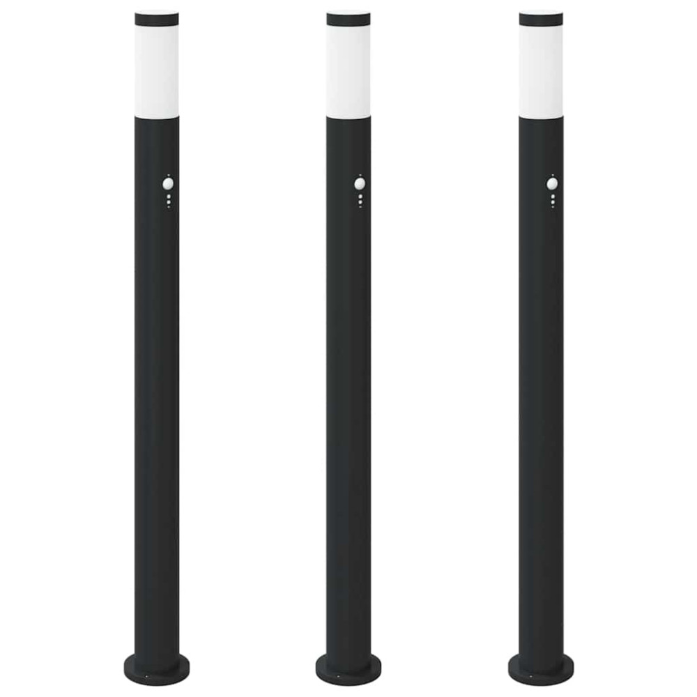 Produktbild för Pollare med sensor 3 st 110 cm rostfritt stål IP44
