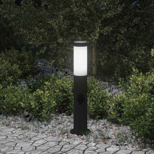 vidaXL Pollare med uttag 50 cm rostfritt stål IP44