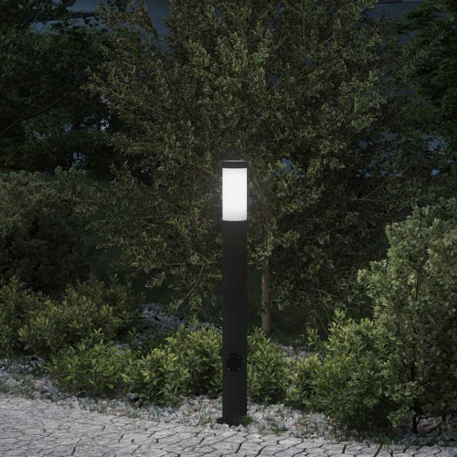 vidaXL Pollare med uttag 80 cm rostfritt stål IP44