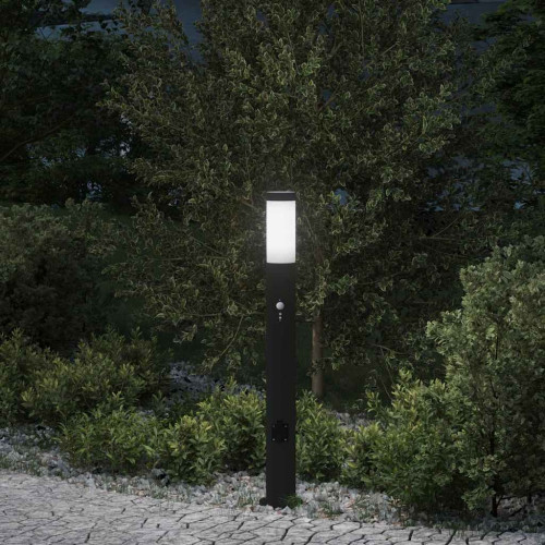 vidaXL Pollare med sensor och uttag 80 cm rostfritt stål IP44