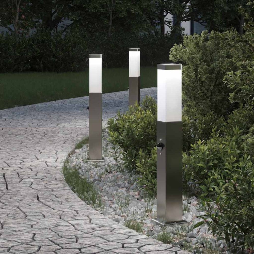 Produktbild för Pollare med sensor 3 st 50 cm rostfritt stål IP44
