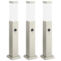 Produktbild för Pollare med sensor 3 st 50 cm rostfritt stål IP44