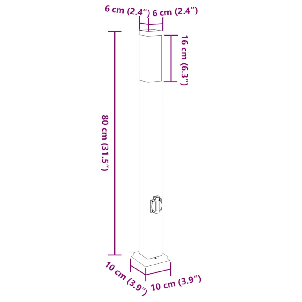 Produktbild för Pollare med uttag 3 st 80 cm rostfritt stål IP44