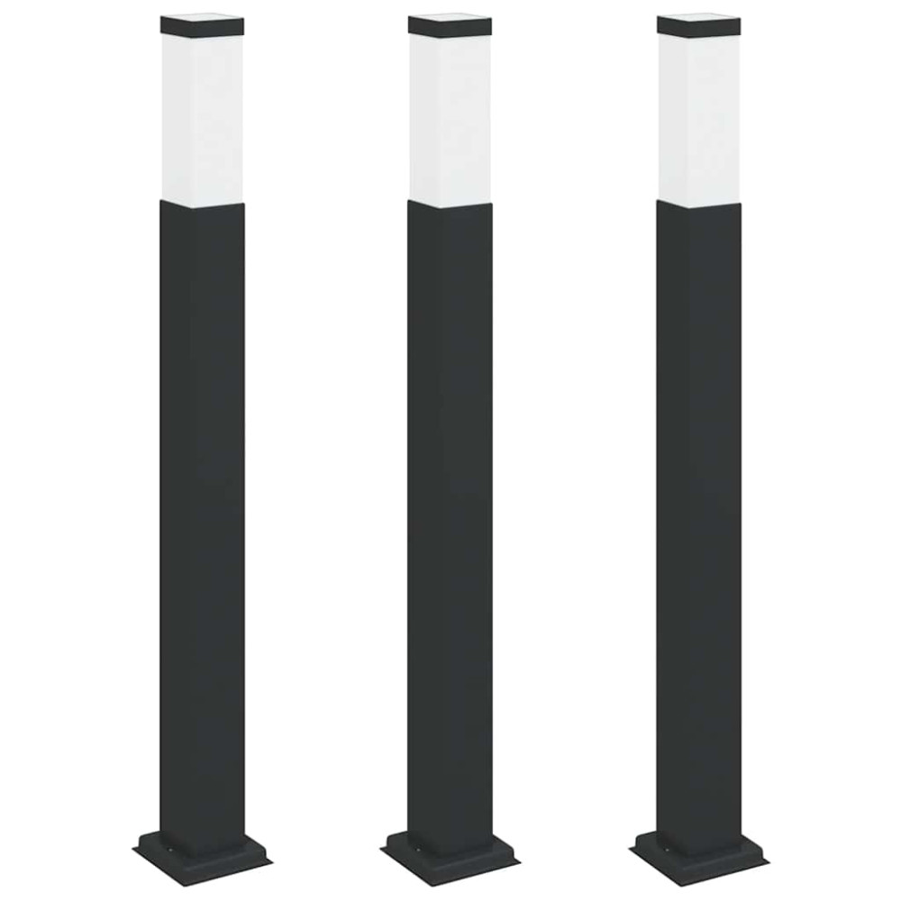 Produktbild för Pollare 3 st 80 cm svart IP44
