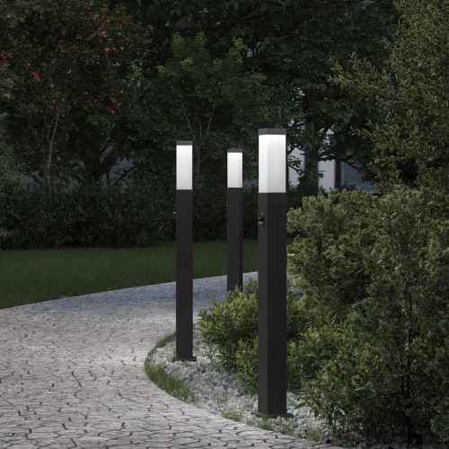 vidaXL Pollare med sensor 3 st 80 cm svart IP44