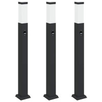 Produktbild för Pollare med sensor 3 st 80 cm svart IP44