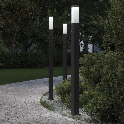 vidaXL Pollare med sensor 3 st 110 cm svart IP44