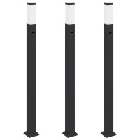 Produktbild för Pollare med sensor 3 st 110 cm svart IP44
