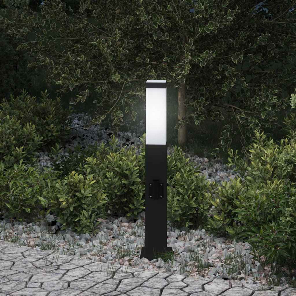Produktbild för Pollare med uttag 50 cm svart IP44