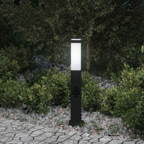 vidaXL Pollare med uttag 50 cm svart IP44