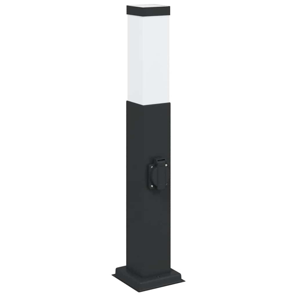 Produktbild för Pollare med uttag 50 cm svart IP44