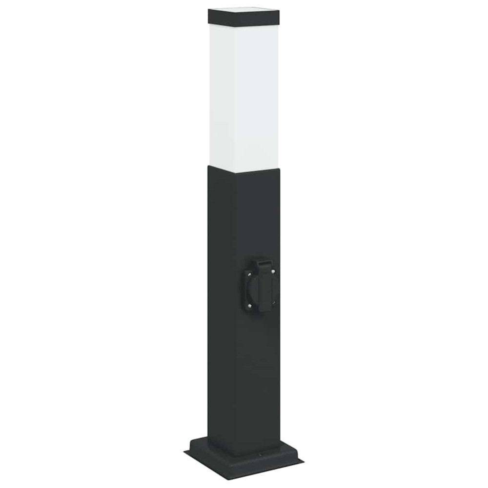 Produktbild för Pollare med uttag 3 st 50 cm svart IP44