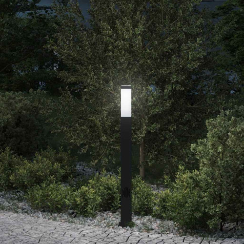 vidaXL Pollare med uttag 80 cm svart IP44